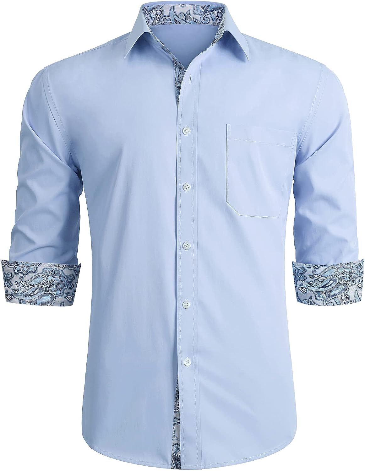 HISDERN – Chemise habillée à manches longues pour homme – Élégante, classique et boutonnée