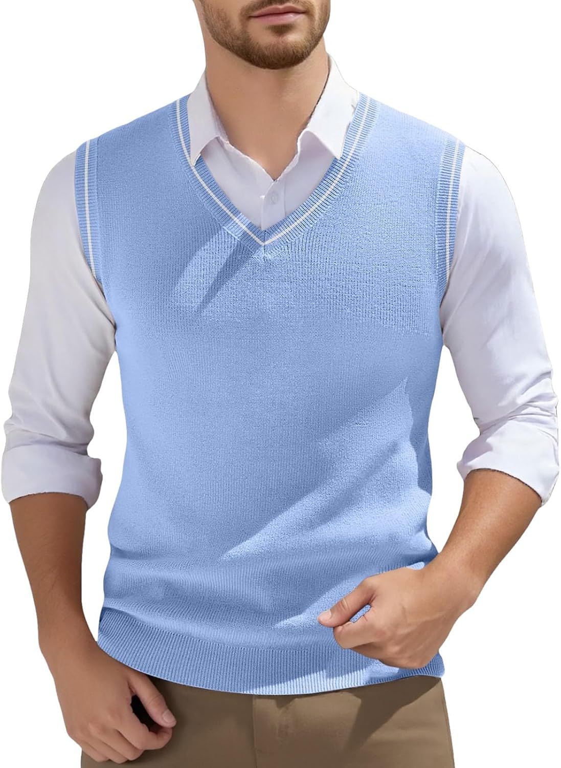 Gilet homme sans manches en maille à col V