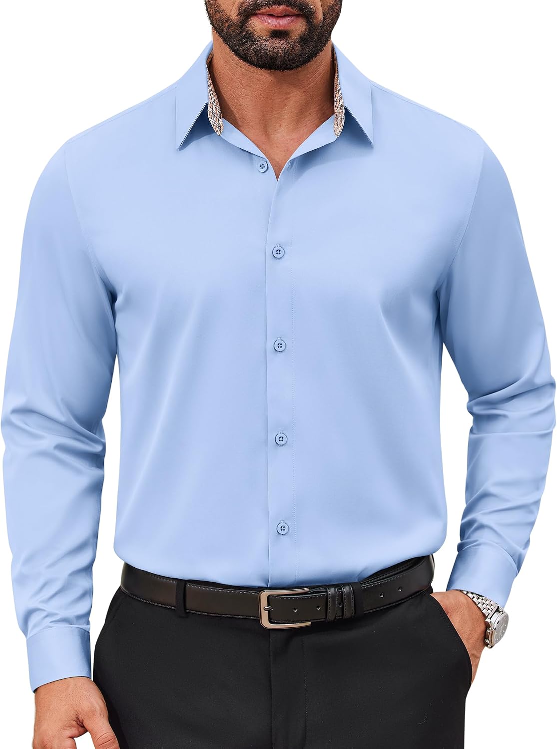 COOFANDY – Chemise homme infroissable à manches longues – Coupe régulière, style business et décontracté