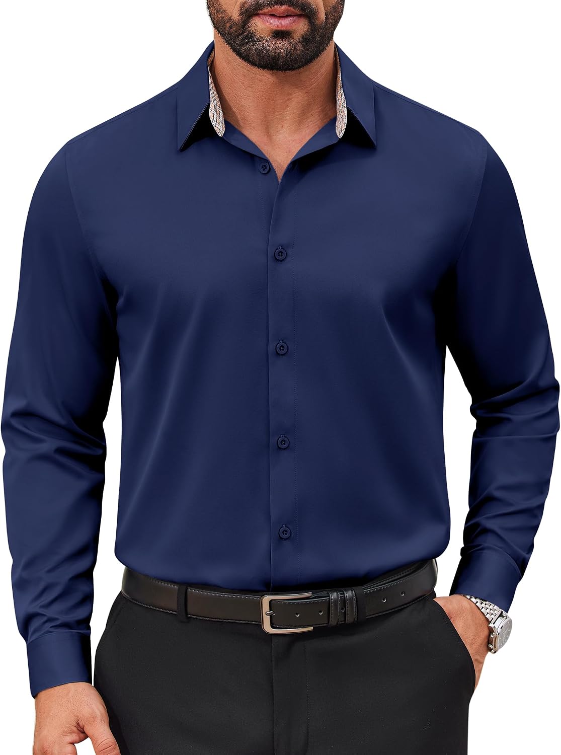 COOFANDY – Chemise homme infroissable à manches longues – Coupe régulière, style business et décontracté