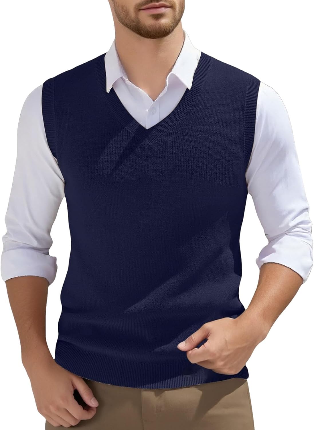 Gilet homme sans manches en maille à col V