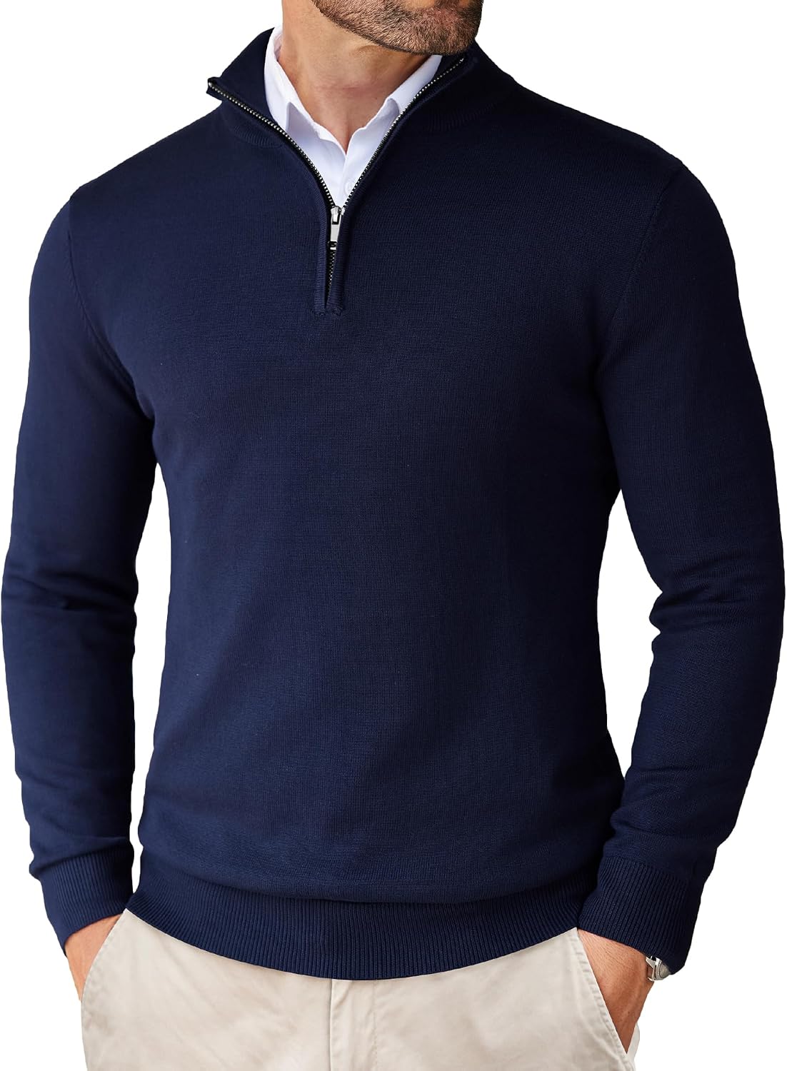 Pull homme COOFANDY en maille à col montant zippé