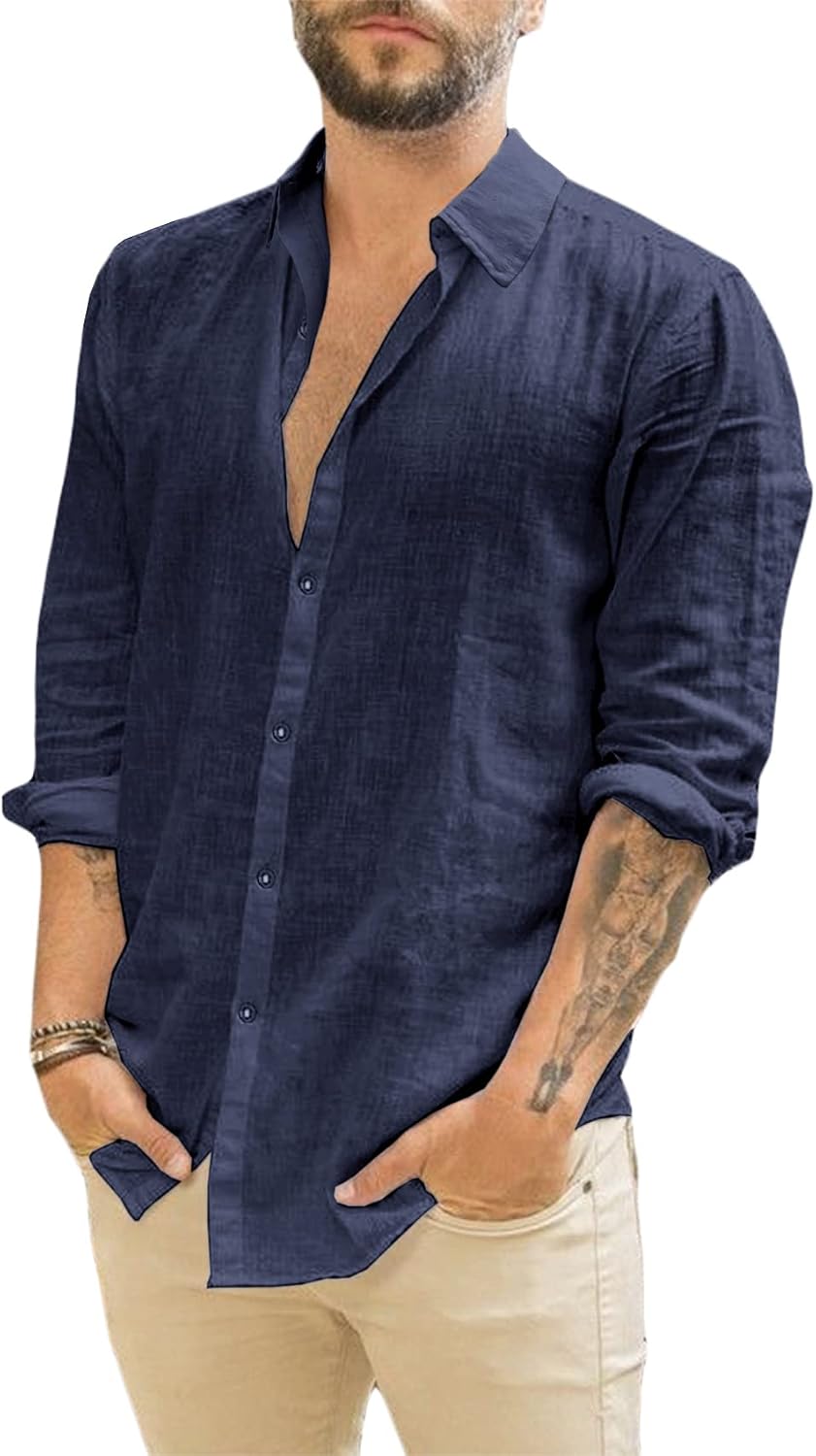 Runcati – Chemise Homme à Manches Longues – Style Décontracté, Moderne & Polyvalent