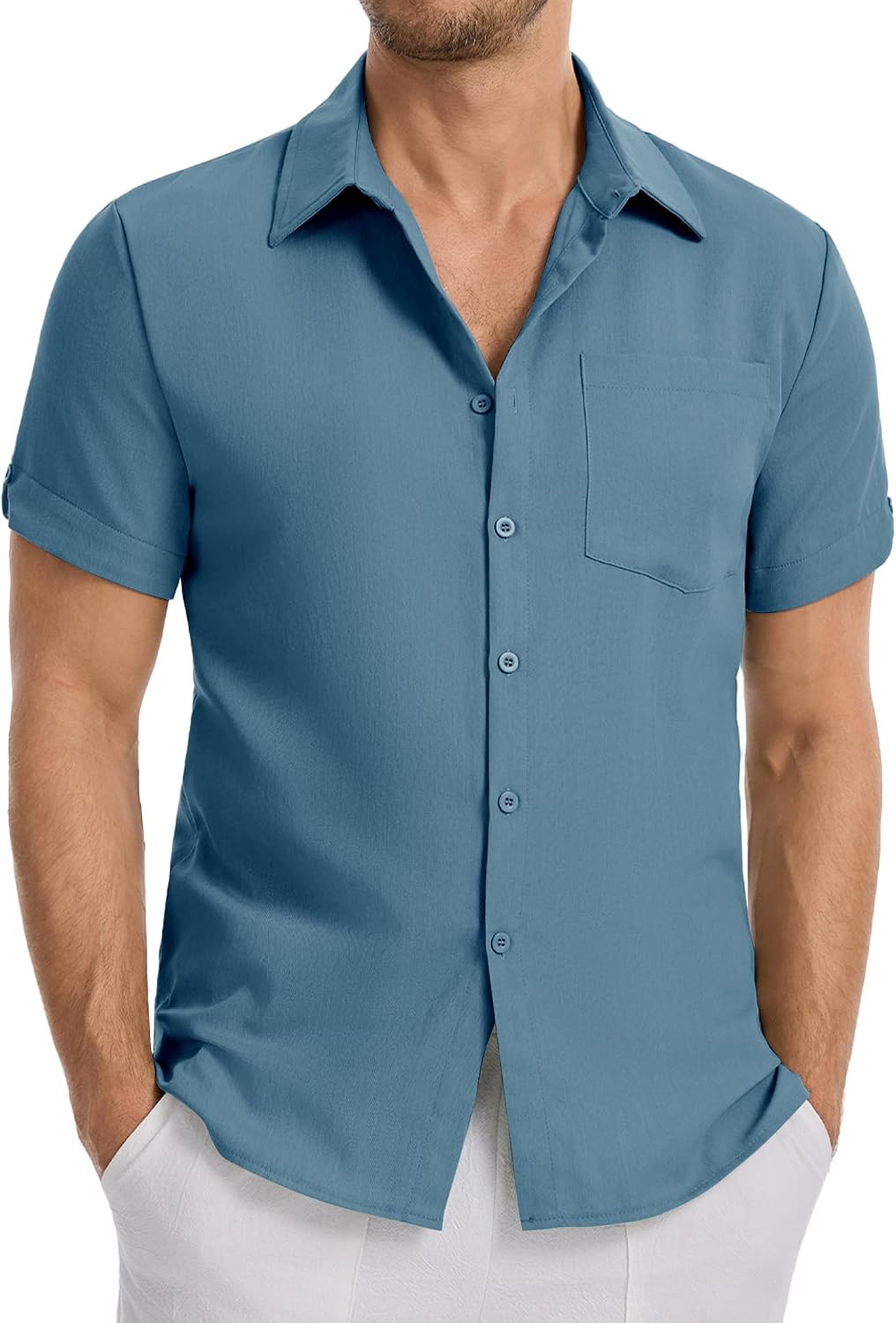 LVCBL – Chemise Homme Manches Courtes – Légère, Confortable & Décontractée pour l’Été