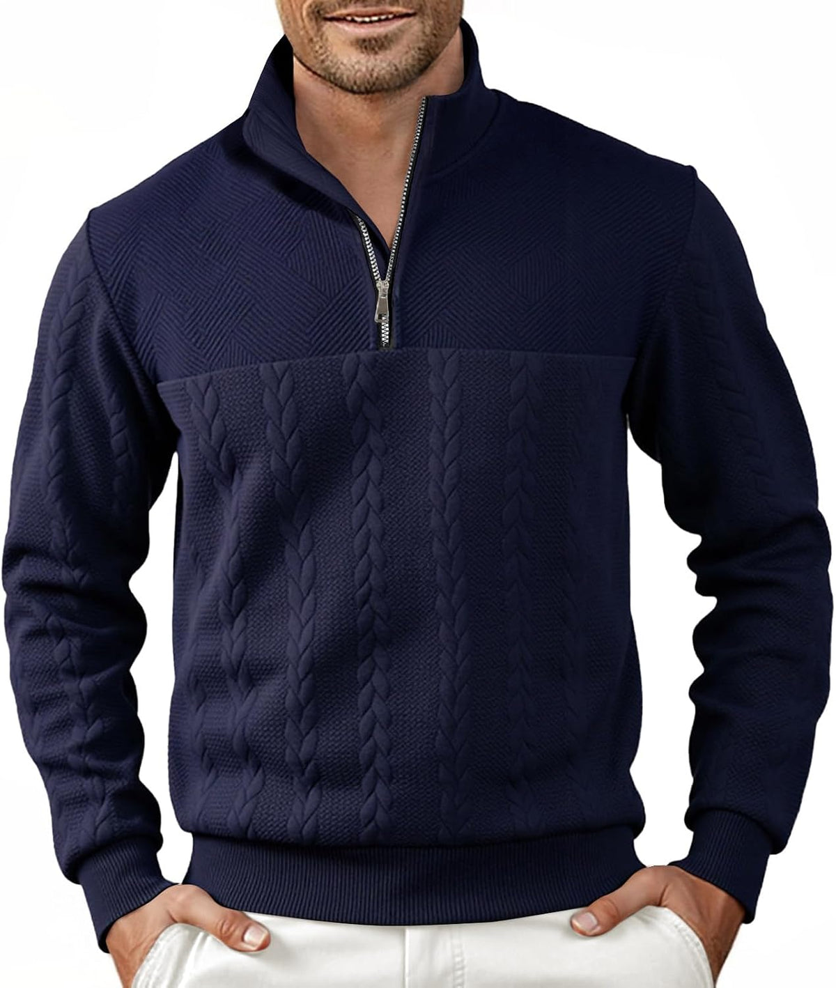 Pull homme Halfword en maille zippée à manches longues