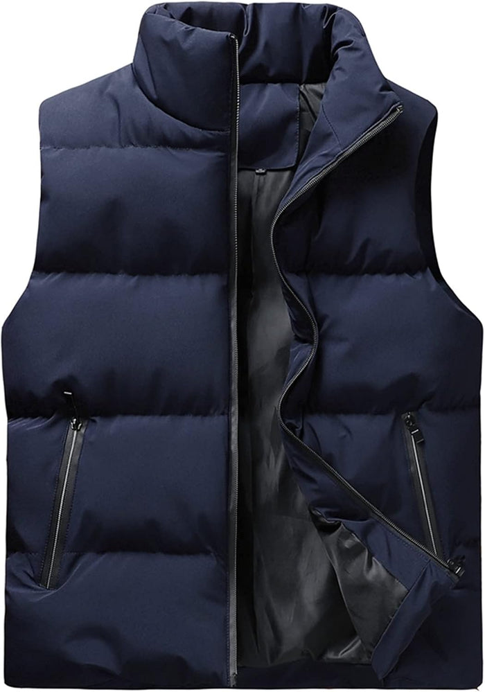 FSFA – Doudoune sans manches à capuche pour homme – Gilet chaud zippé color-block pour l’hiver