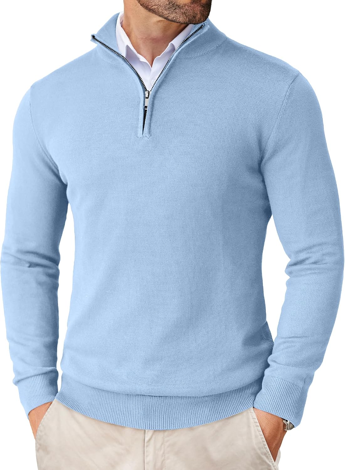 Pull homme COOFANDY en maille à col montant zippé