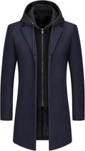 Manteau en laine pour homme avec capuche amovible – Manteau long, chaud et élégant pour l’hiver