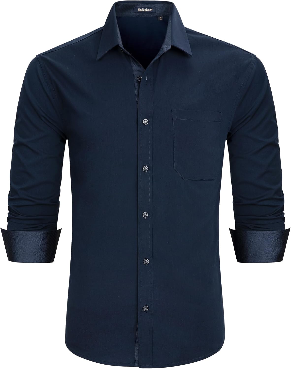 Enlision – Chemise Homme Coupe Droite à Manches Longues – Élégante, Contrastée & Business avec Poche