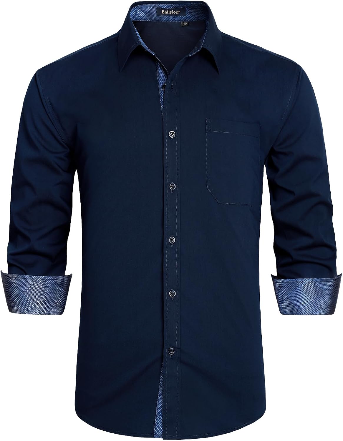 Enlision – Chemise Homme Coupe Droite à Manches Longues – Élégante, Contrastée & Business avec Poche