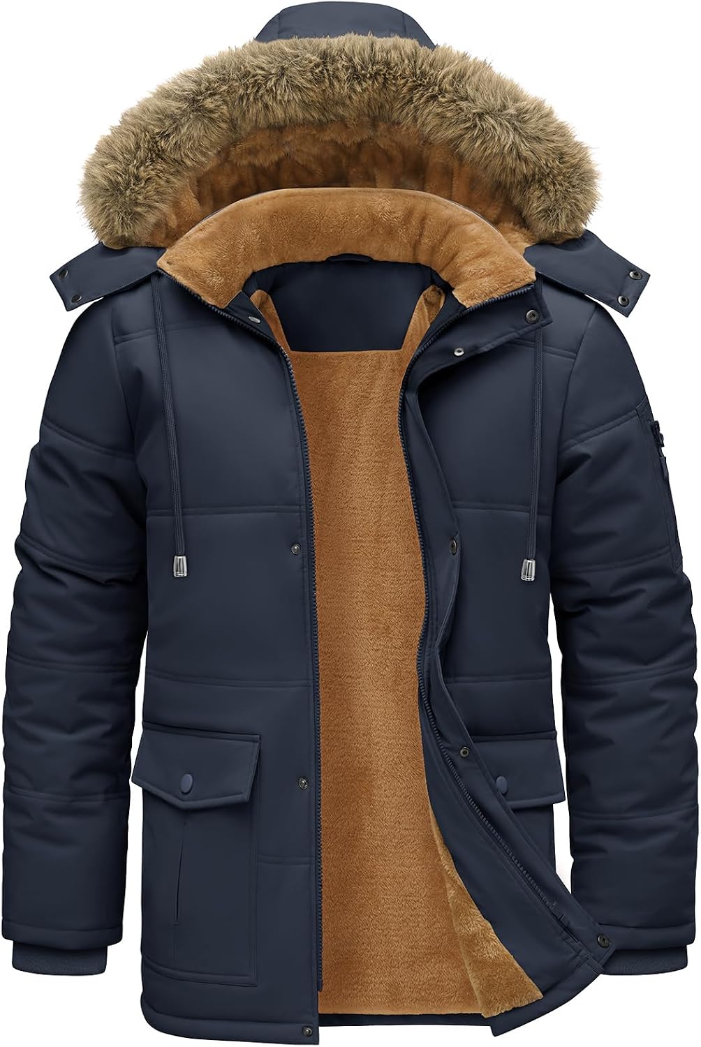 TOMEEK – Parka d'hiver pour homme à capuche amovible – Manteau chaud, polaire et coupe-vent