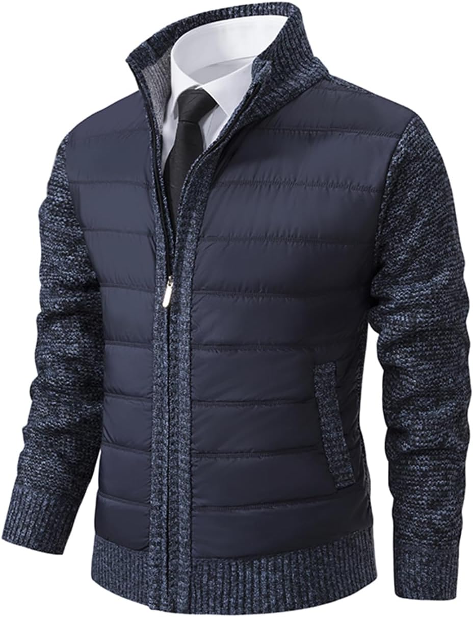 APAELEA – Cardigan Homme Hiver en Maille – Pull Zippé à Col Montant