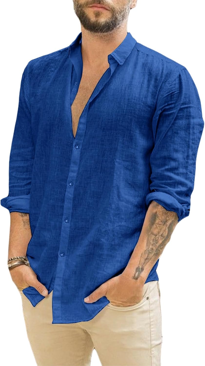 Runcati – Chemise Homme à Manches Longues – Style Décontracté, Moderne & Polyvalent