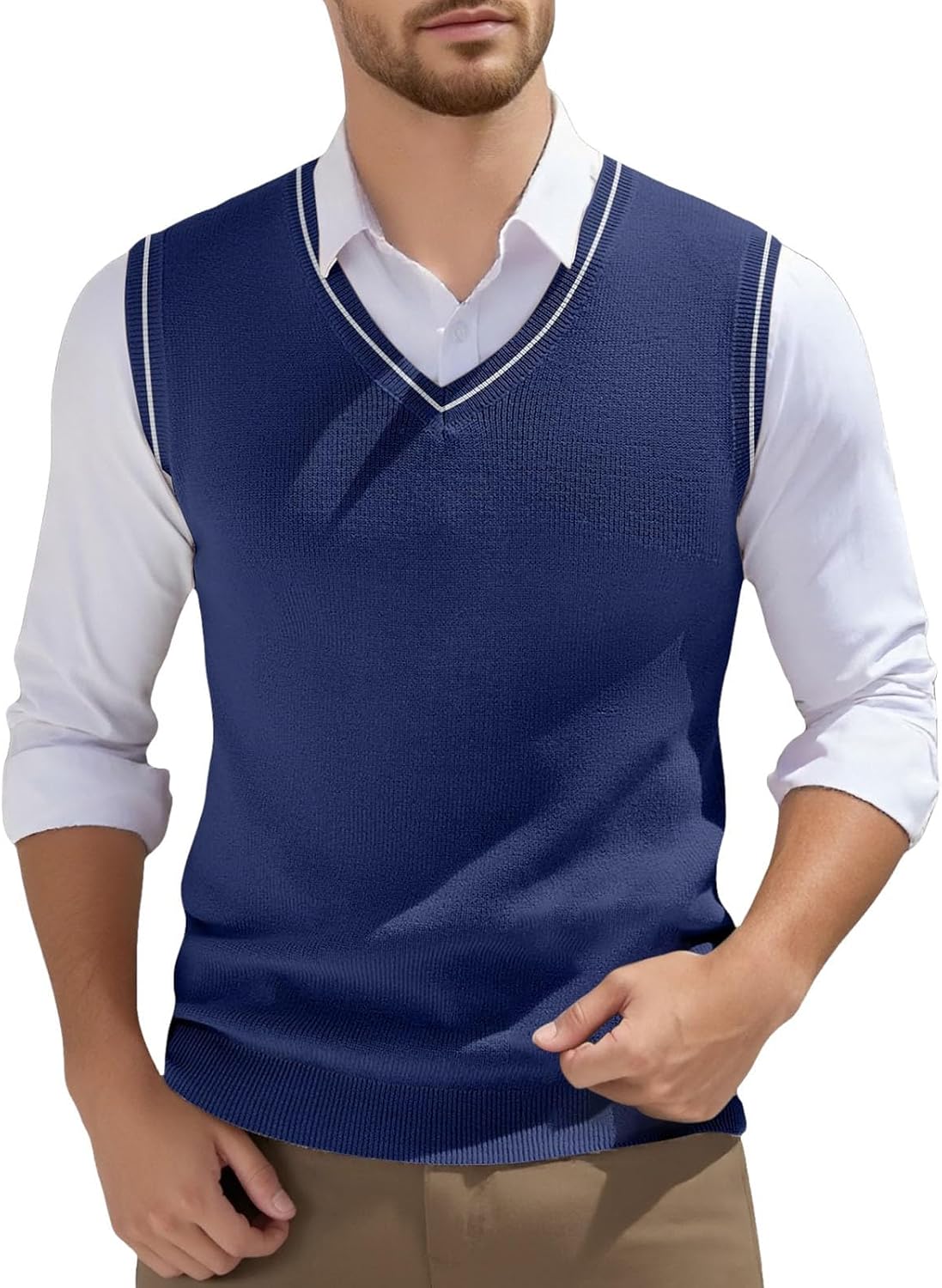 Gilet homme sans manches en maille à col V