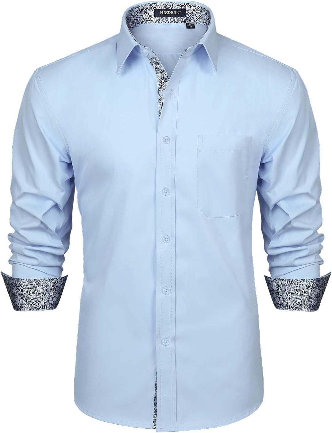 HISDERN – Chemise habillée à manches longues pour homme – Élégante, classique et boutonnée