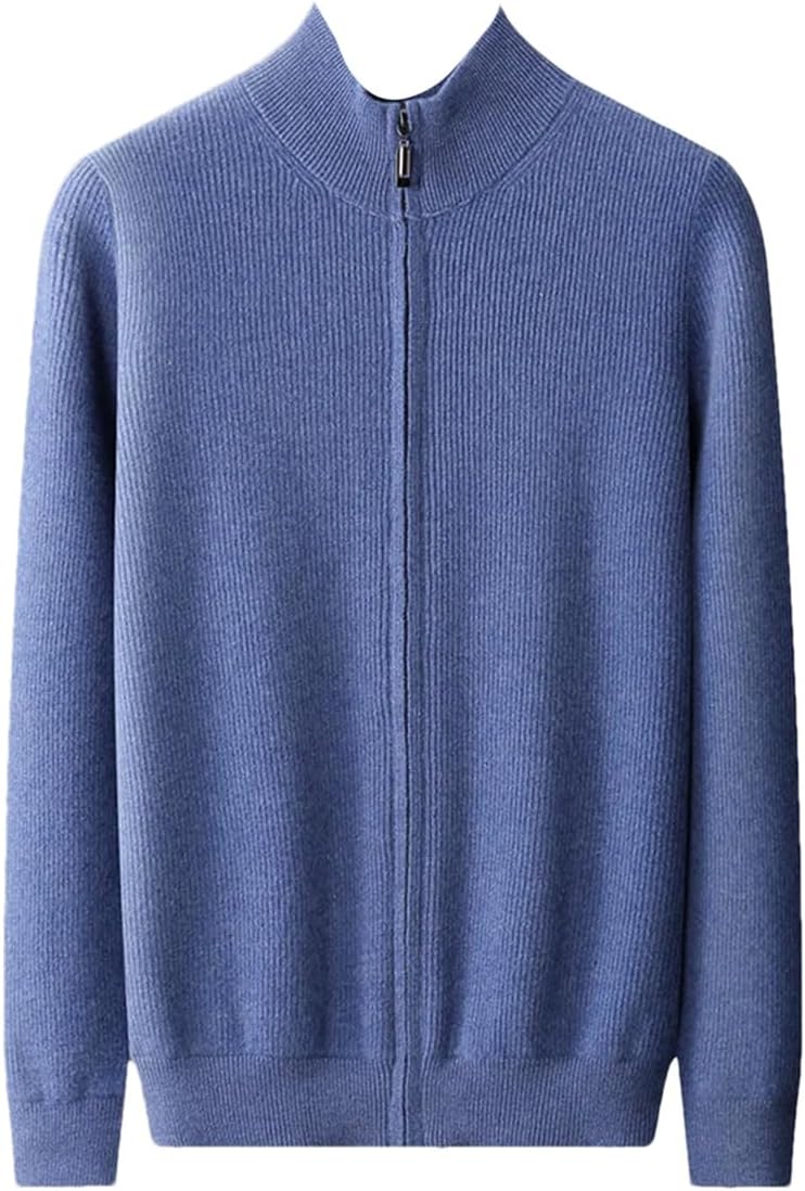 Pull homme OWEIEYEU en laine mérinos à col zippé