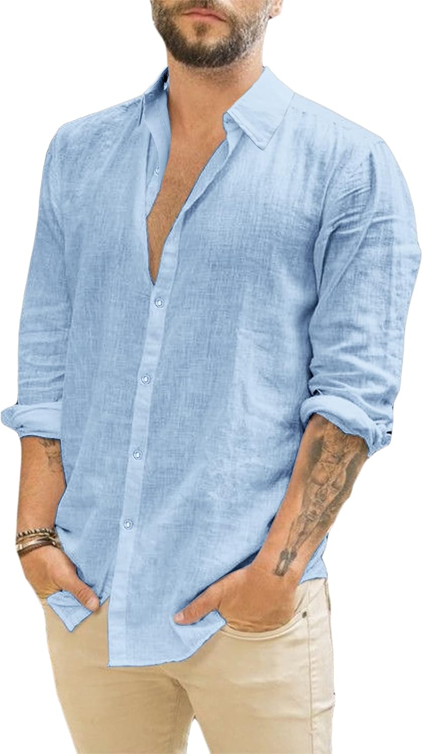Runcati – Chemise Homme à Manches Longues – Style Décontracté, Moderne & Polyvalent