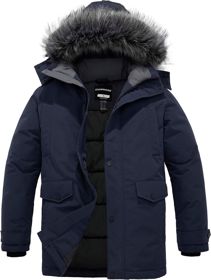 CHIN·MOON – Parka d'hiver pour homme avec capuche amovible – Manteau épais et chaud