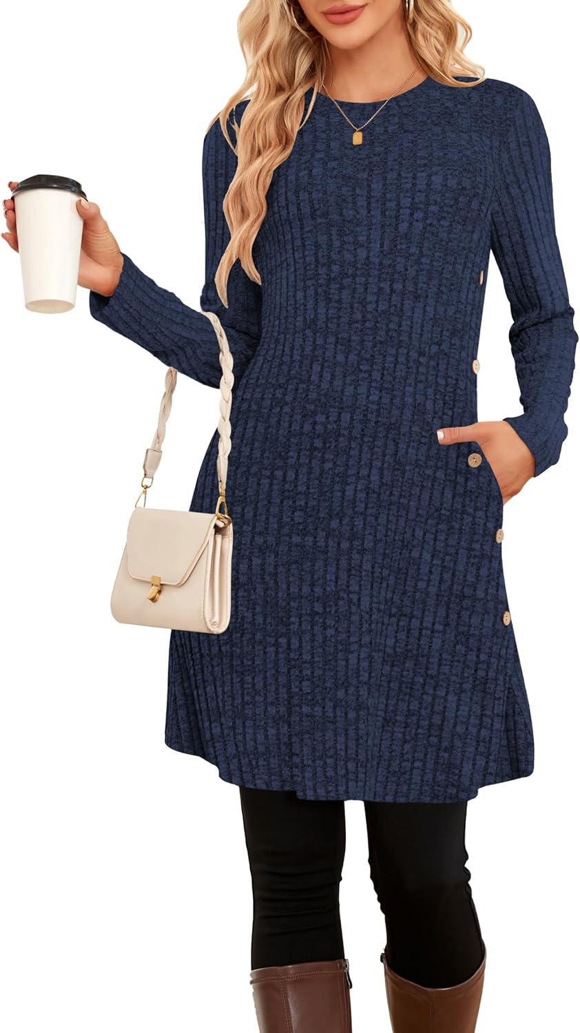 Robe pull SENBATU pour femme – Manches longues et poches