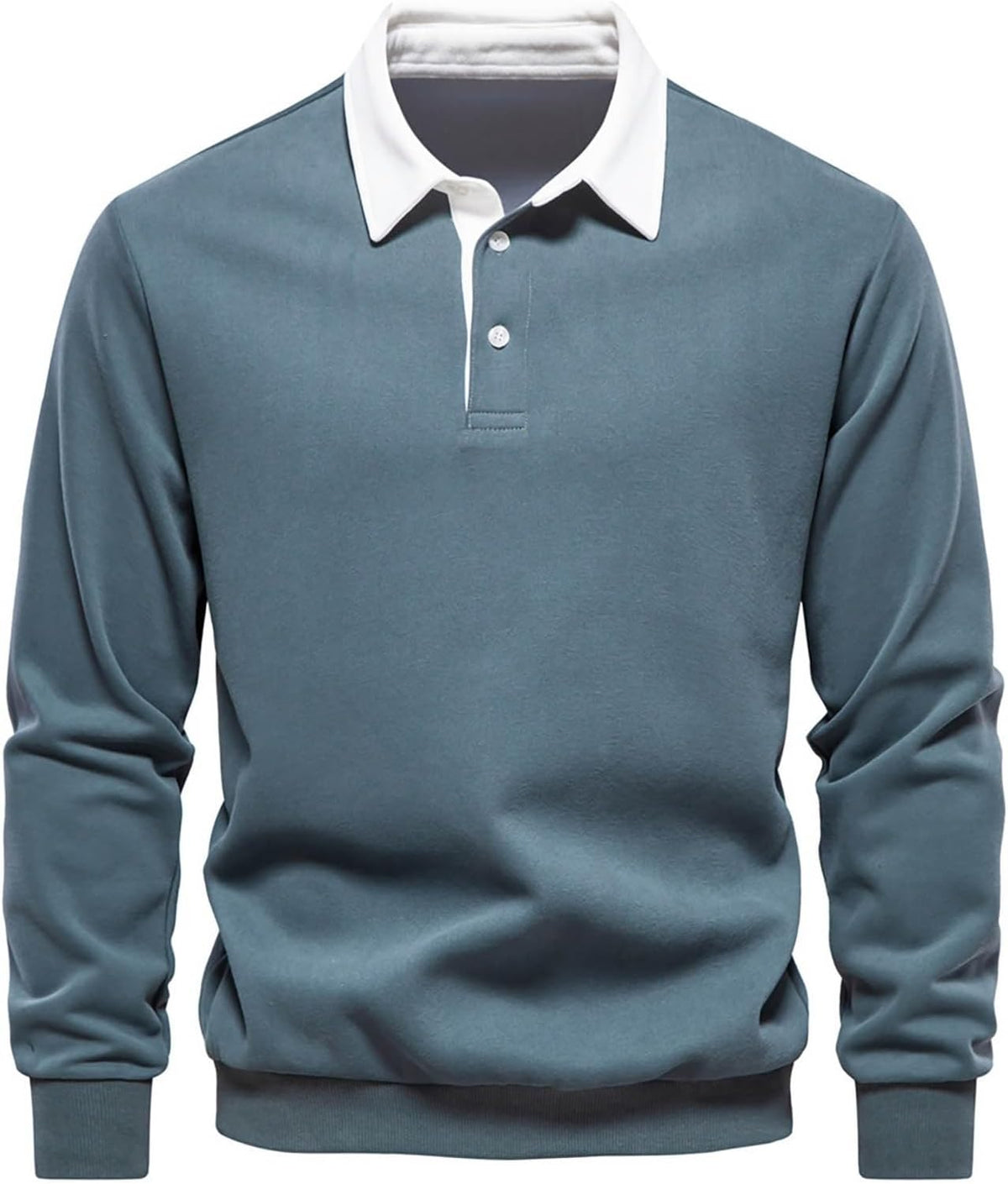 Sweat à Col Polo pour Homme – Pull Uni à Manches Longues sans Capuche, Décontracté et Polyvalent