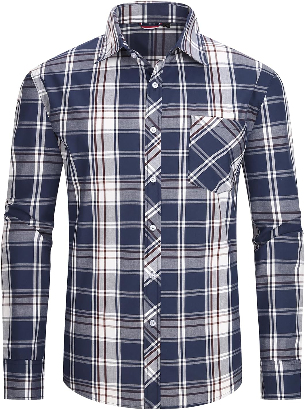 JupiterSecret – Chemise Homme à Carreaux en Coton – Style Décontracté avec Poche Poitrine