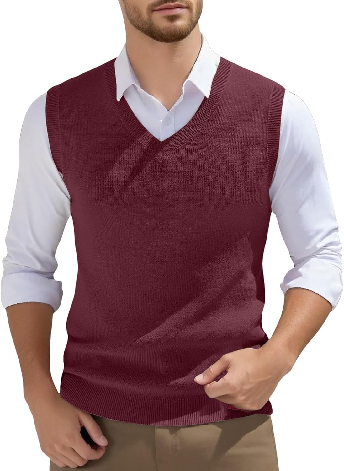 Gilet homme sans manches en maille à col V
