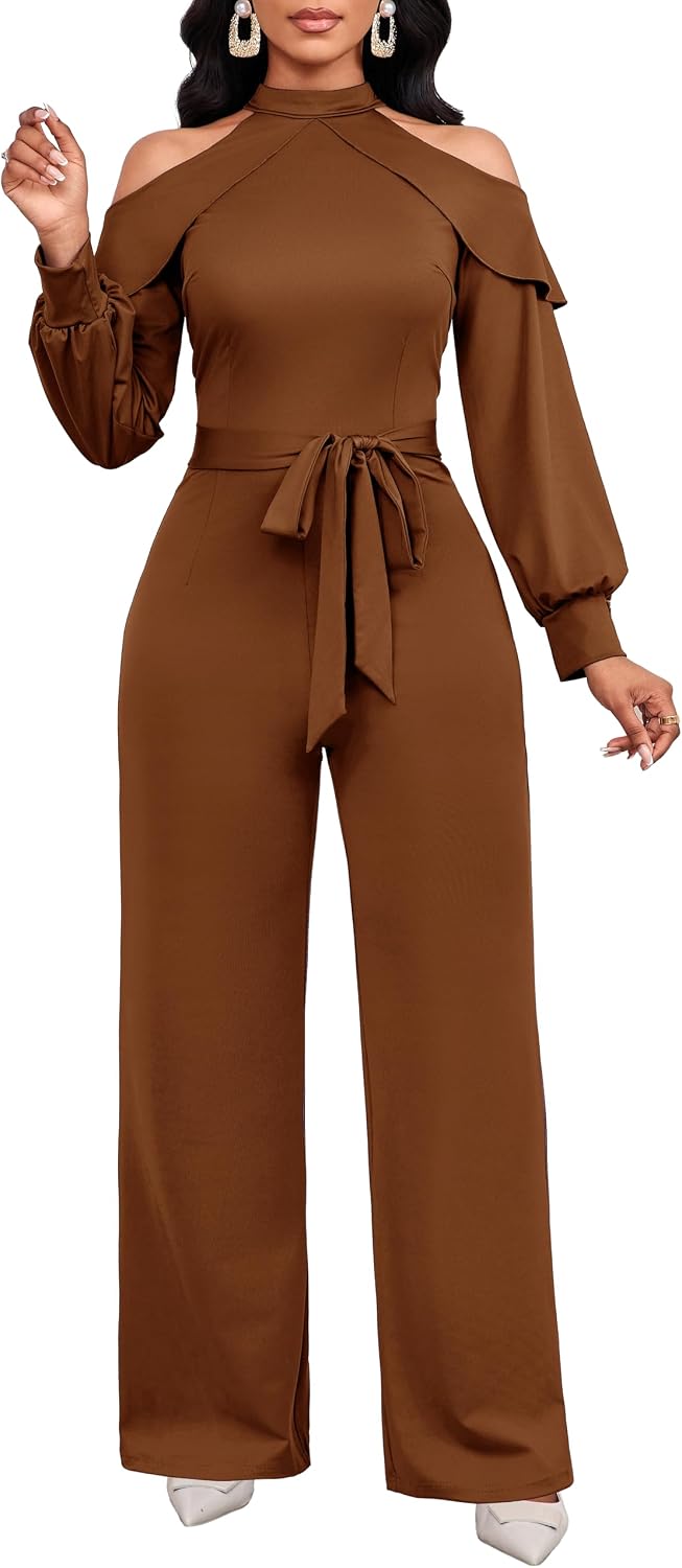 ❤️ SxClub – Combinaison élégante pour femme à manches longues, fermeture zippée à l'avant et pantalon droit