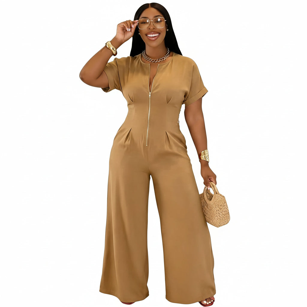 YUEWOO – Combinaison Femme Élégante à Manches, Coupe Longue & Style Casual Chic