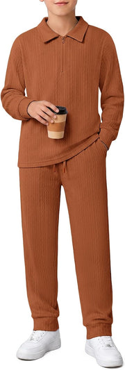 Ensemble garçon Haloumoning – Polo zippé et pantalon