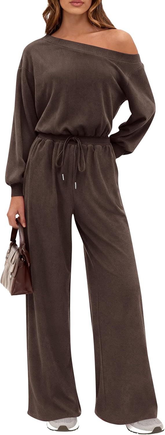 ✨ PRETTYGARDEN – Combinaison Femme Élégante à Manches Courtes, Épaules Dénudées & Pantalon Large