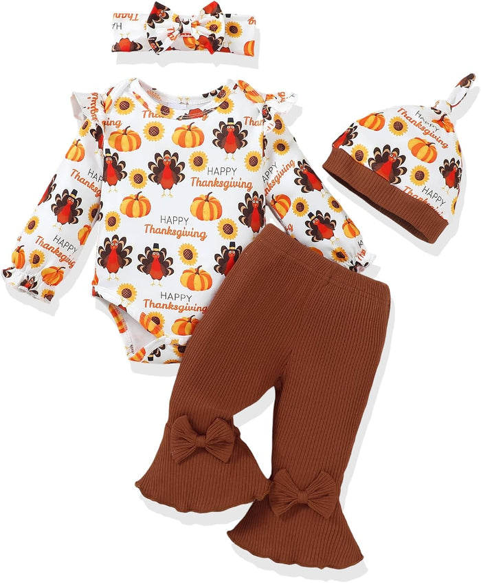 Ensemble bébé fille AMAWMW – Manches volantées et pantalon évasé