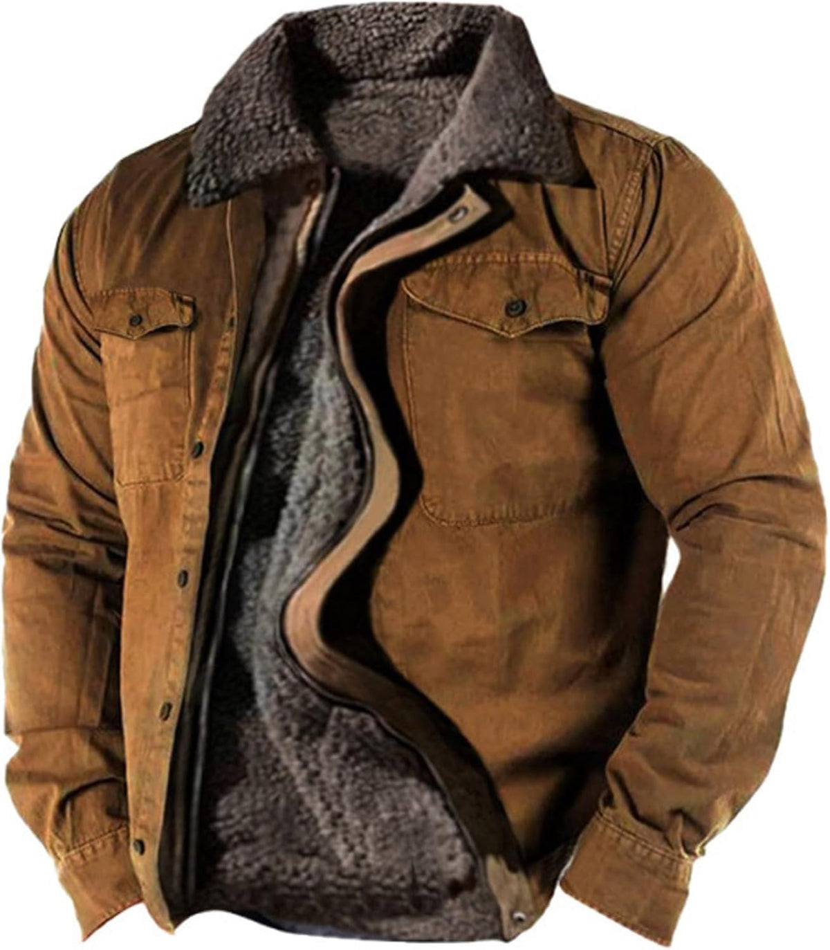 Blouson Homme Hiver Chaud – Veste Grande Taille Sans Capuche, Polaire & Oversize