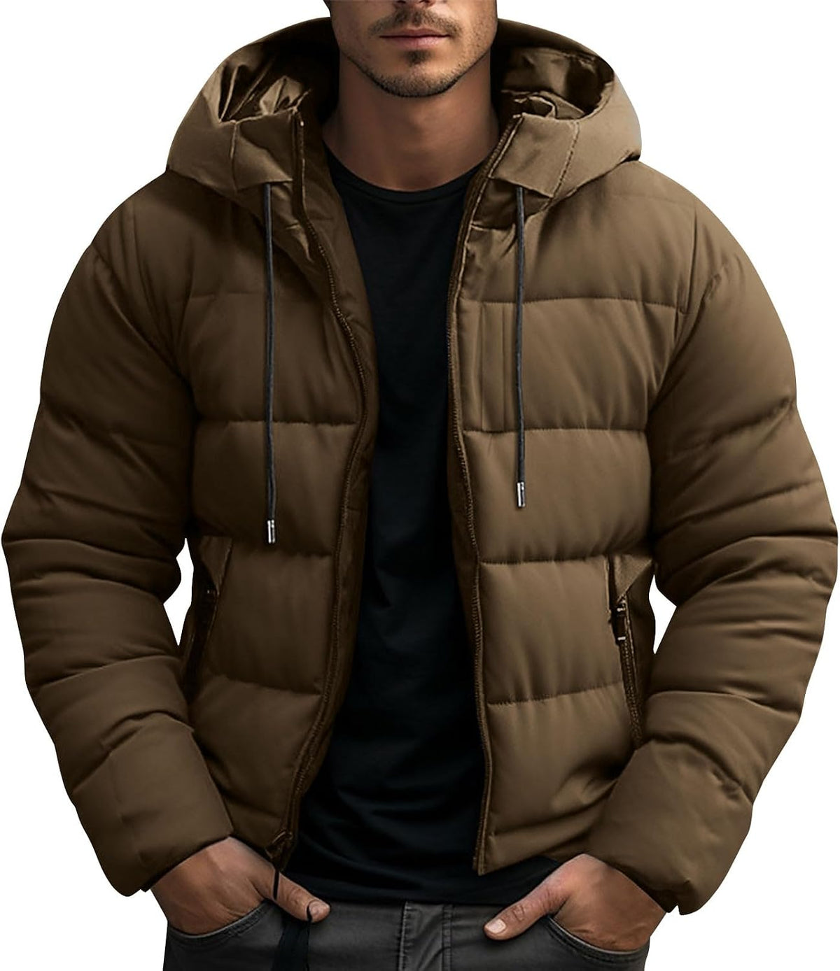 Doudoune Homme Hiver à Capuche – Parka Chaude, Épaissie & Coupe-Vent Grande Taille