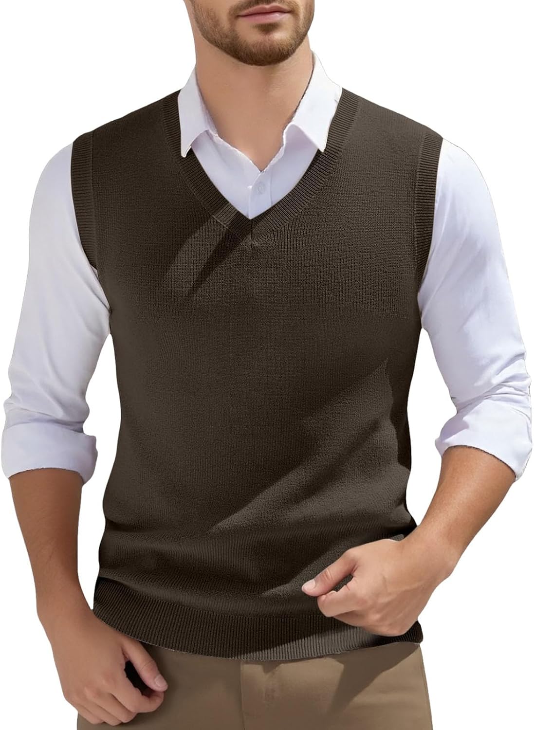 Gilet homme sans manches en maille à col V