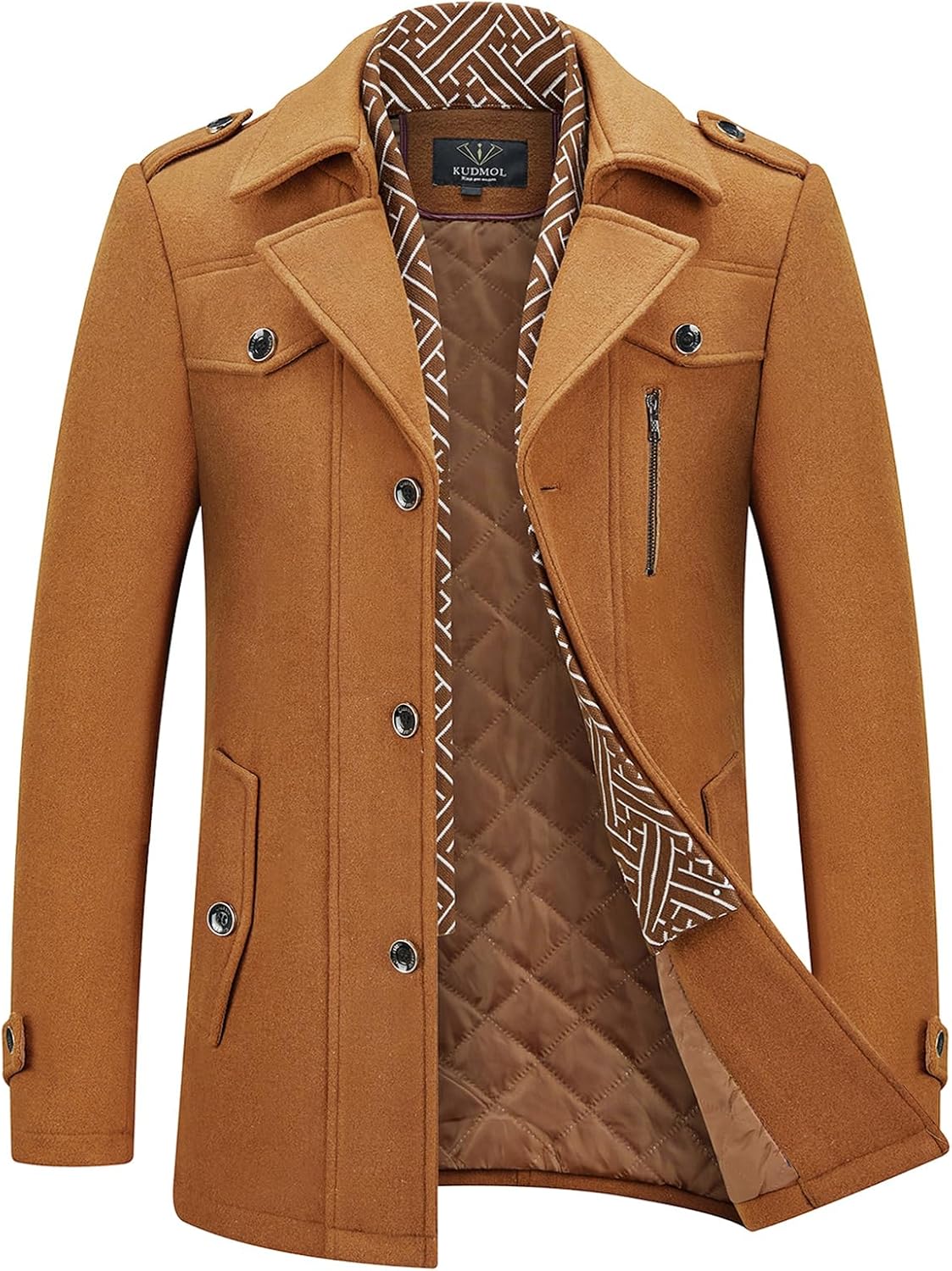 KUDMOL – Trench-Coat Homme Élégant – Pardessus Business Chic & Manteau Long Habillé