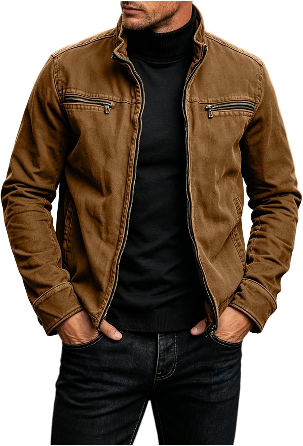 Veste en coton pour homme – Manteau décontracté doux et chaud – Style outdoor classique