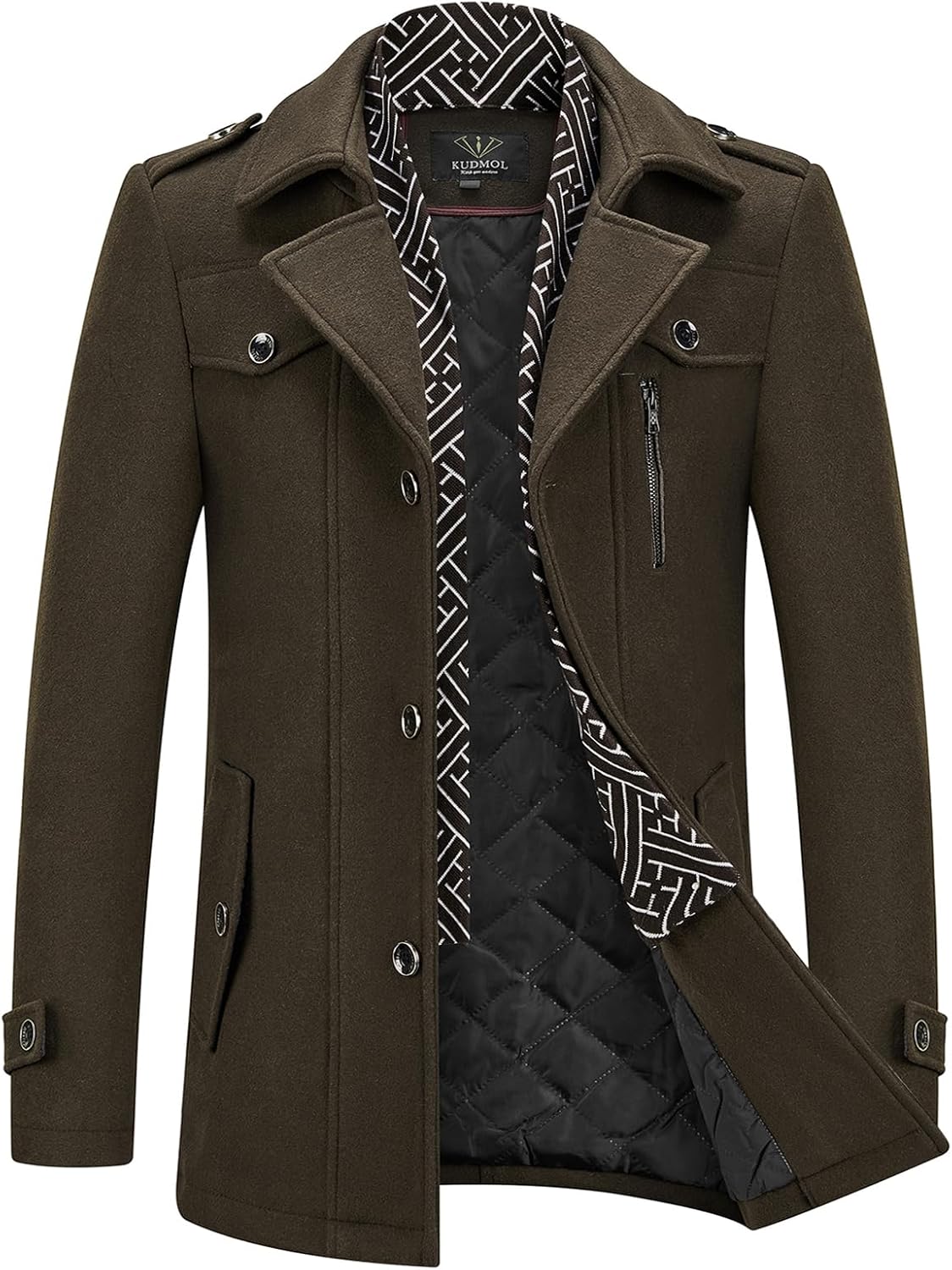 KUDMOL – Trench-Coat Homme Élégant – Pardessus Business Chic & Manteau Long Habillé