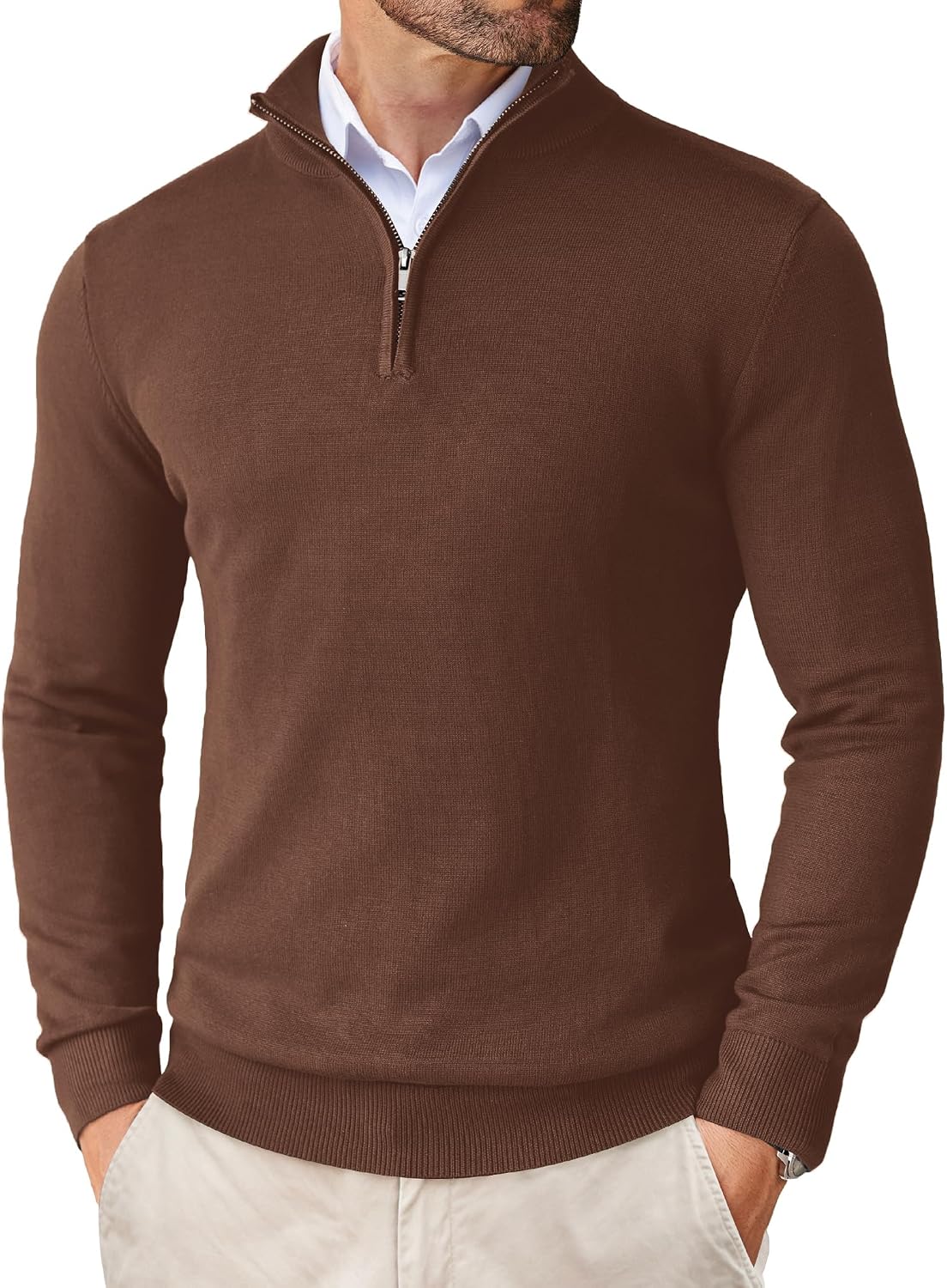 Pull homme COOFANDY en maille à col montant zippé