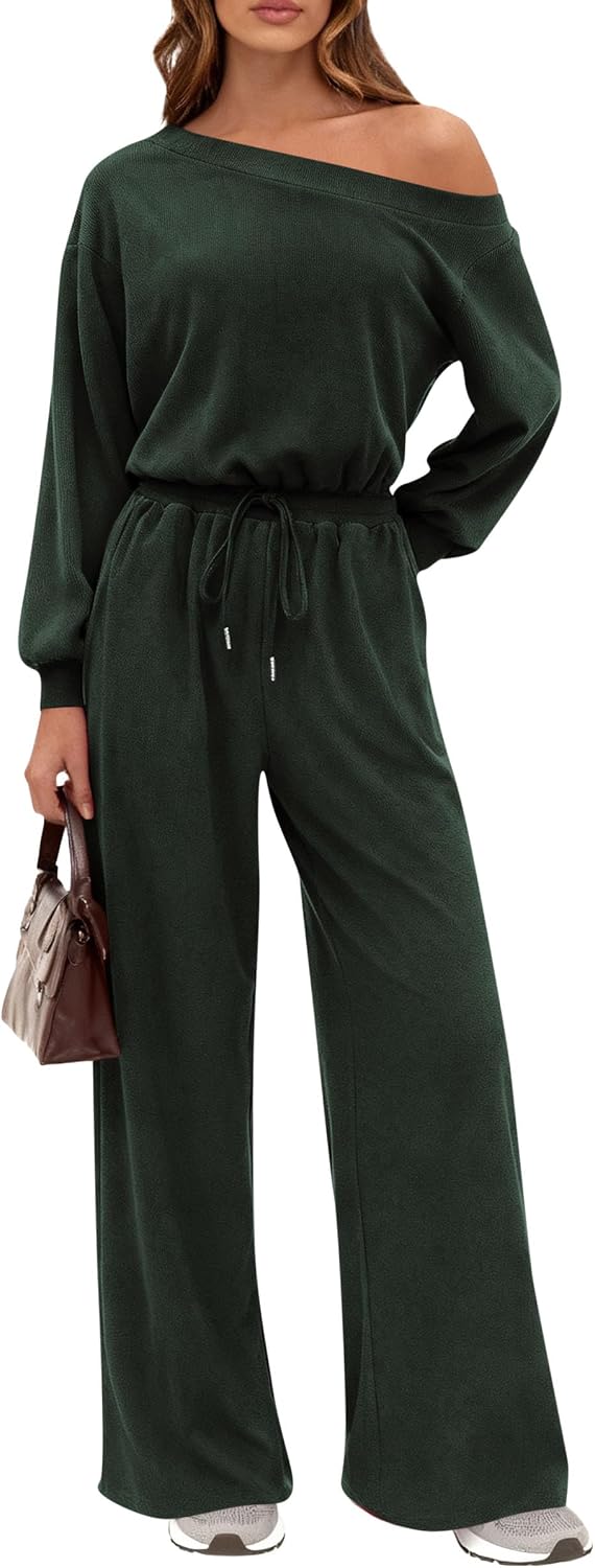 ✨ PRETTYGARDEN – Combinaison Femme Élégante à Manches Courtes, Épaules Dénudées & Pantalon Large