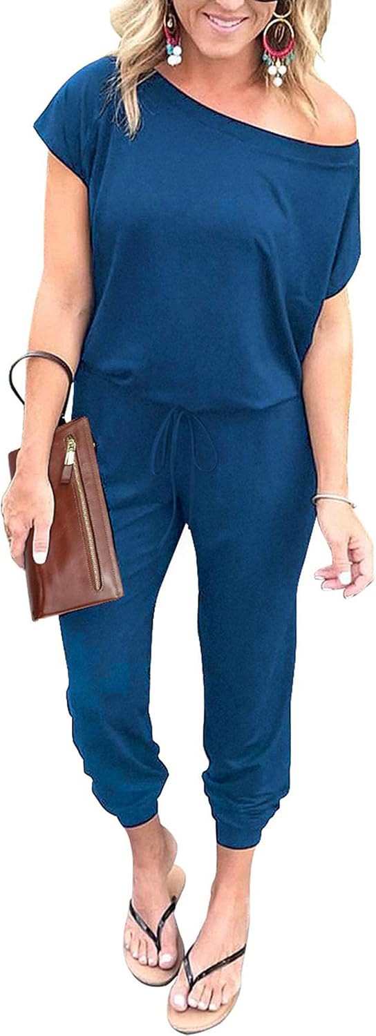 🖤 PRETTYGARDEN – Combinaison Femme à Épaules Dénudées, Taille Élastique & Coupe Décontractée