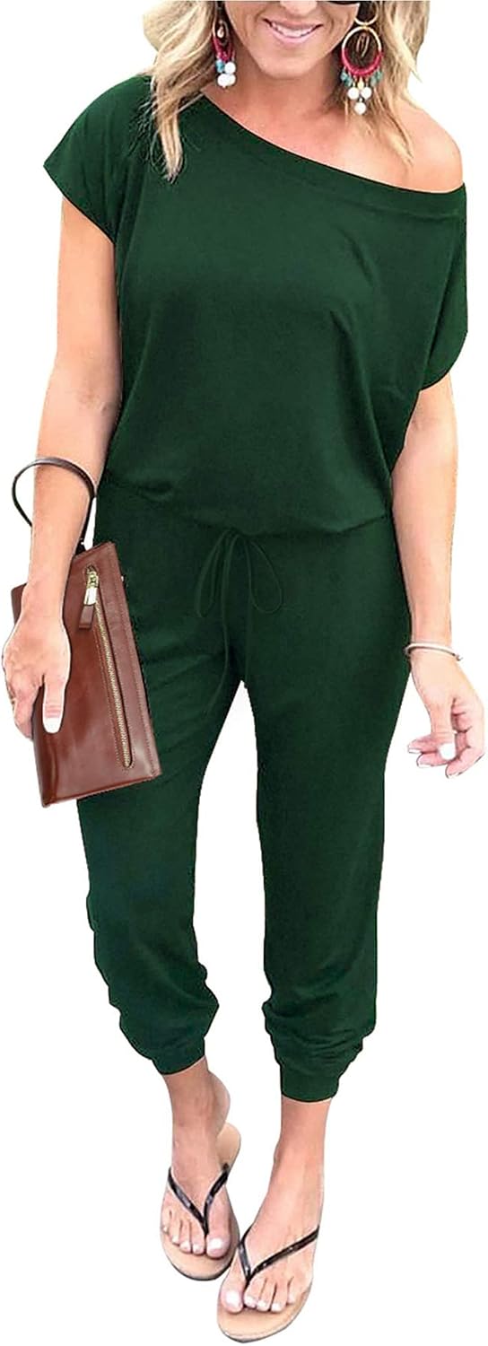 🖤 PRETTYGARDEN – Combinaison Femme à Épaules Dénudées, Taille Élastique & Coupe Décontractée
