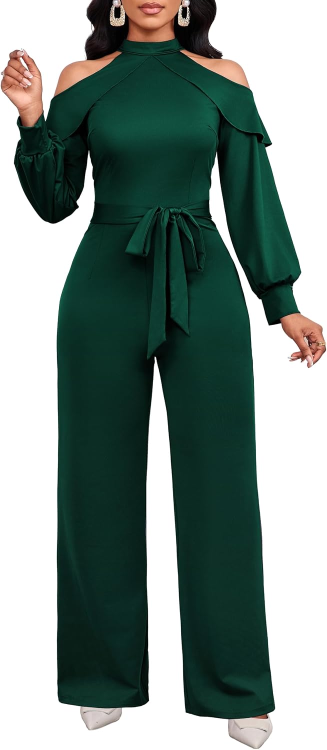 ❤️ SxClub – Combinaison élégante pour femme à manches longues, fermeture zippée à l'avant et pantalon droit