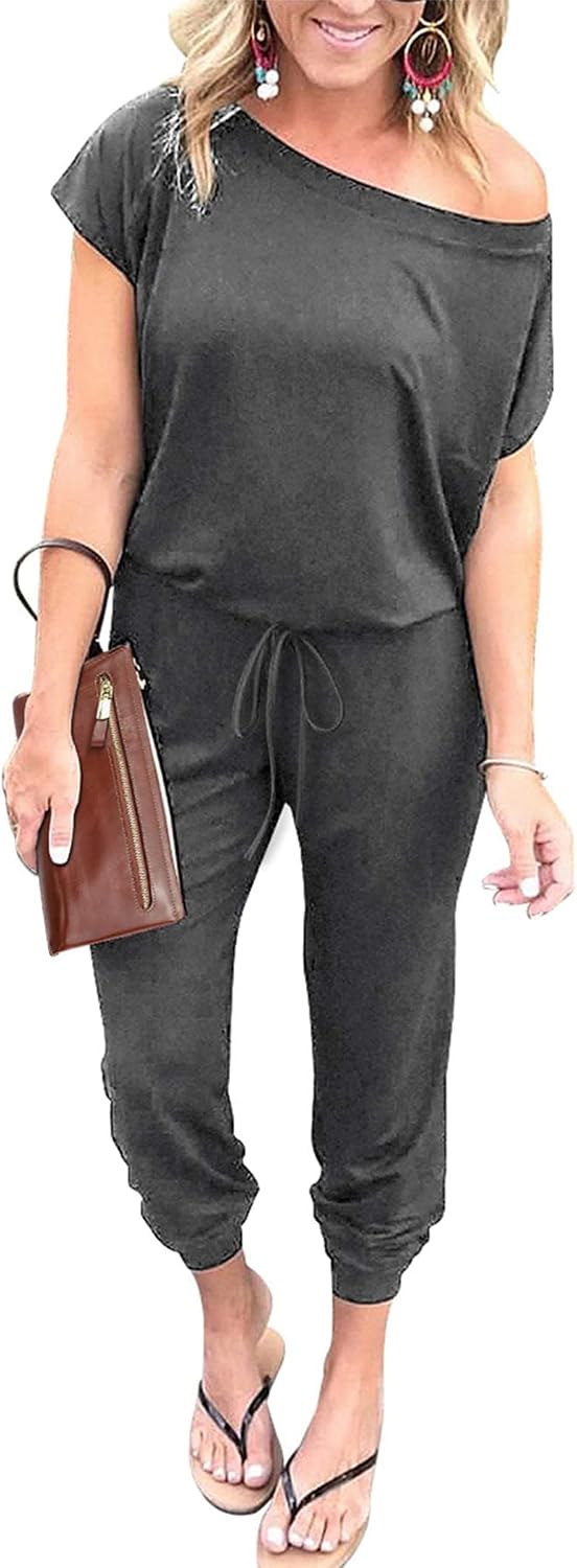 🖤 PRETTYGARDEN – Combinaison Femme à Épaules Dénudées, Taille Élastique & Coupe Décontractée