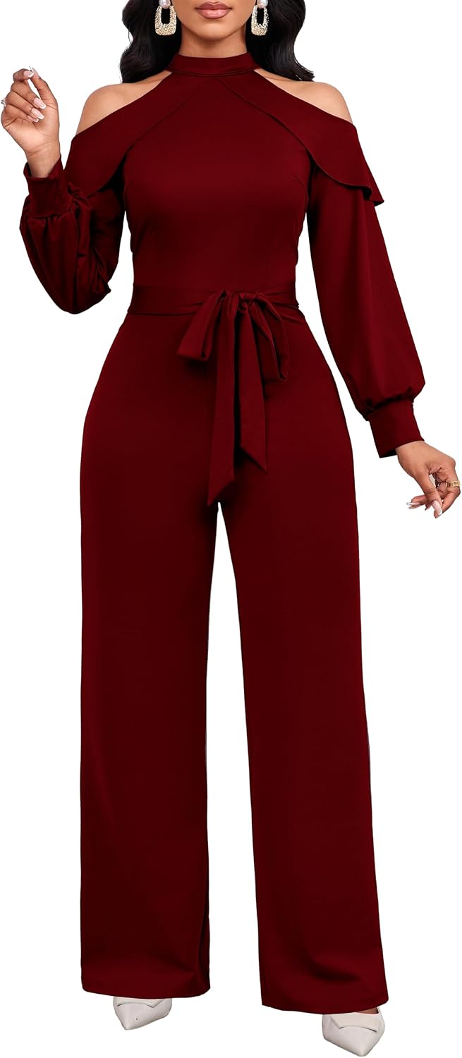 ❤️ SxClub – Combinaison élégante pour femme à manches longues, fermeture zippée à l'avant et pantalon droit