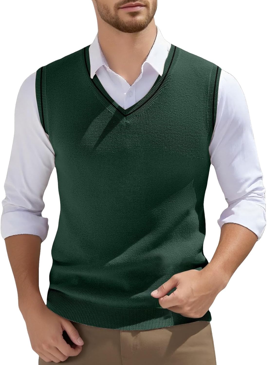 Gilet homme sans manches en maille à col V