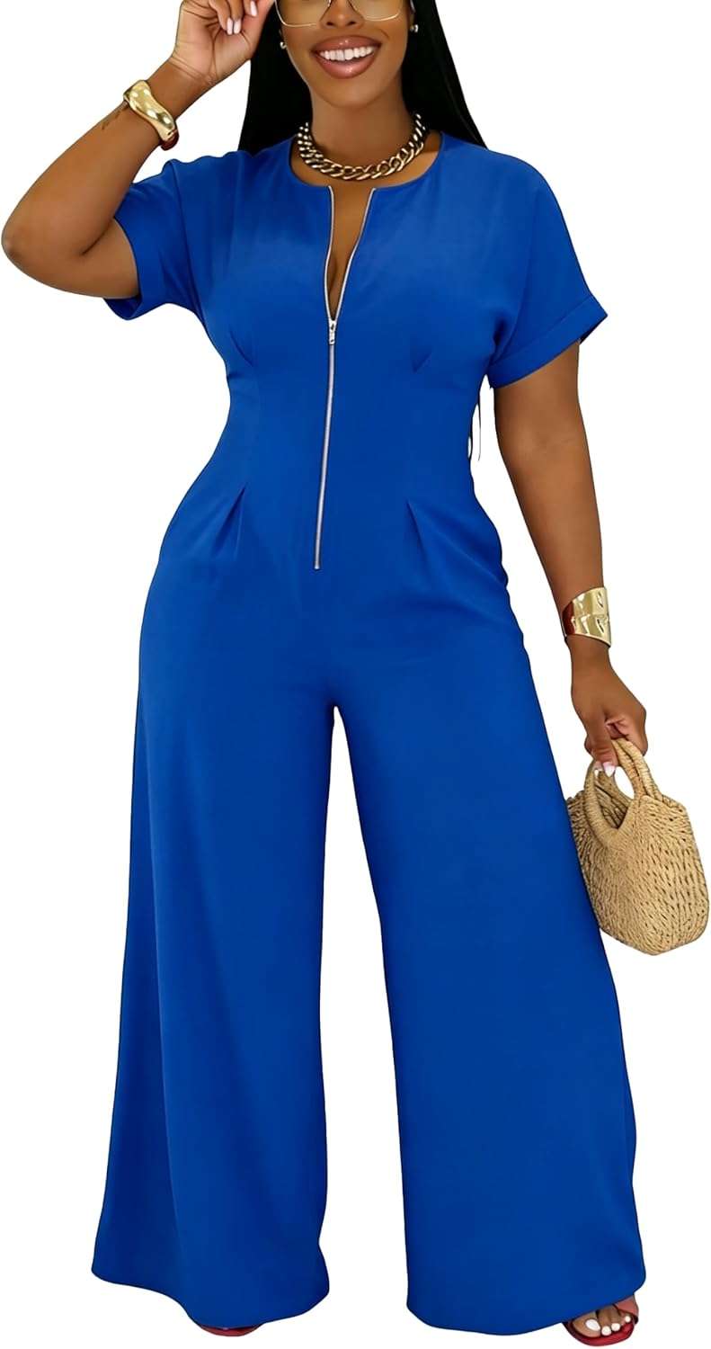 YUEWOO – Combinaison Femme Élégante à Manches, Coupe Longue & Style Casual Chic