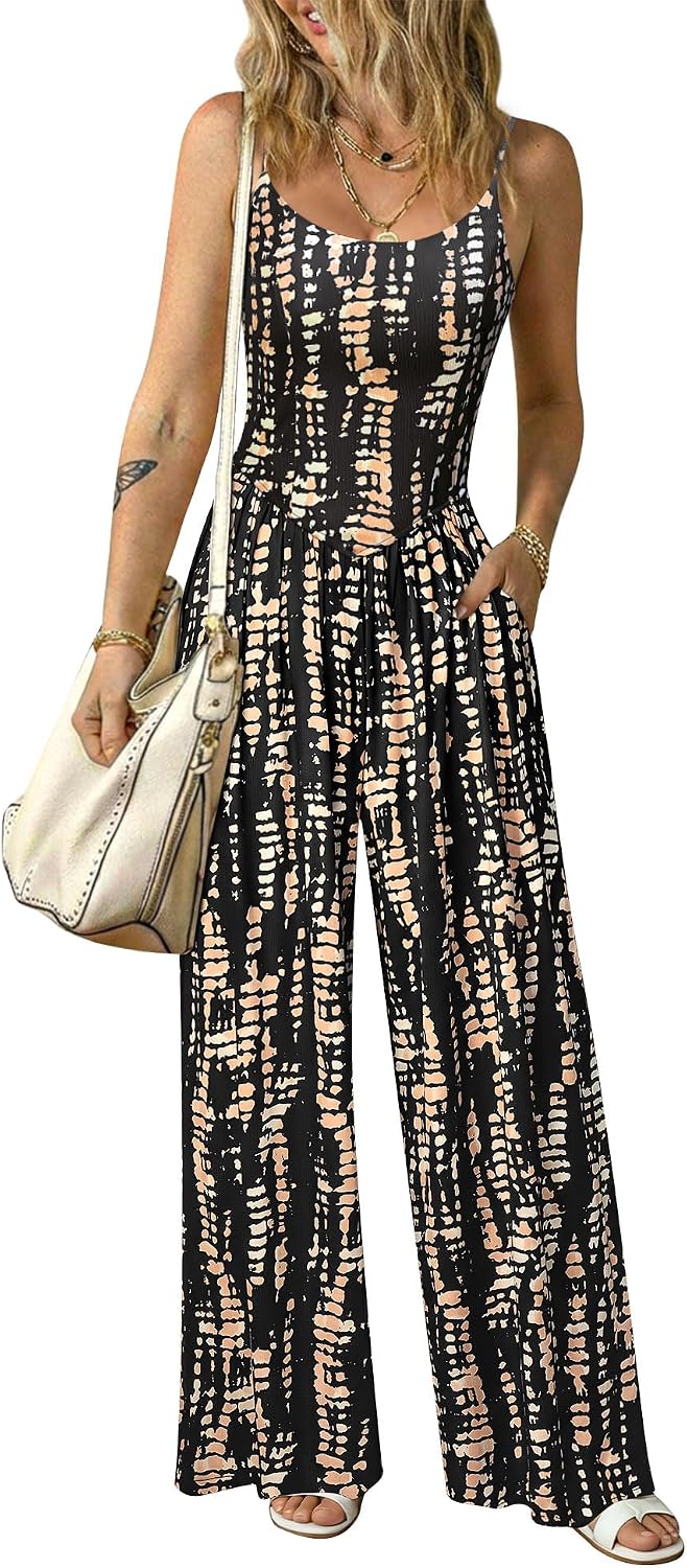 Relipop – Combinaison femme à bretelles fines, dos nu et pantalon large – Casual chic