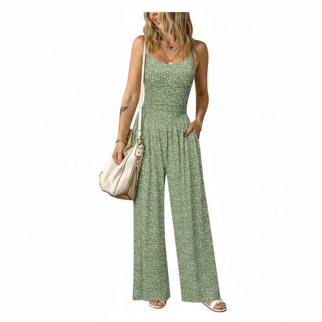 Relipop – Combinaison femme à bretelles fines, dos nu et pantalon large – Casual chic