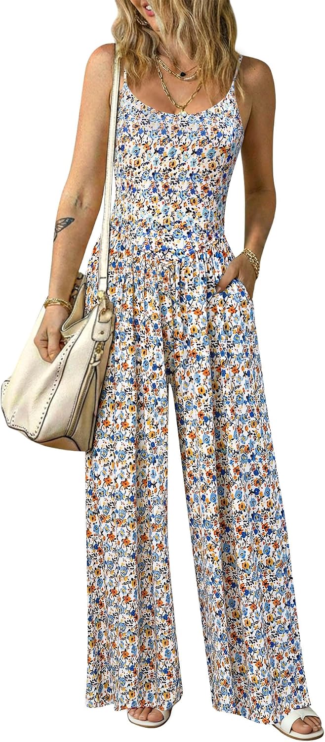 Relipop – Combinaison femme à bretelles fines, dos nu et pantalon large – Casual chic
