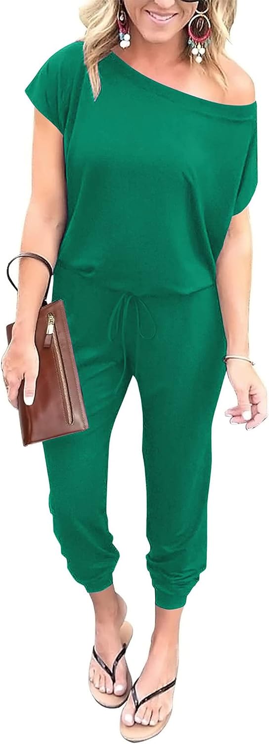 🖤 PRETTYGARDEN – Combinaison Femme à Épaules Dénudées, Taille Élastique & Coupe Décontractée